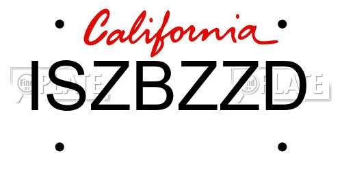 ISZBZZD California License Plate