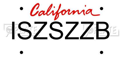 ISZSZZB California License Plate