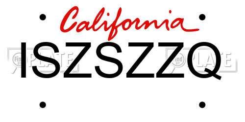 ISZSZZQ California License Plate