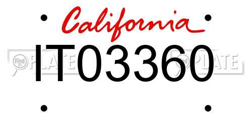 IT03360 California License Plate