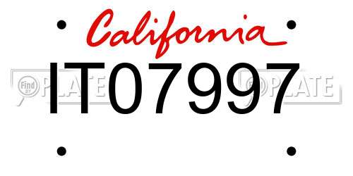 IT07997 California License Plate
