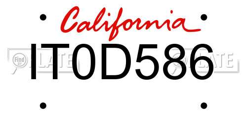 IT0D586 California License Plate