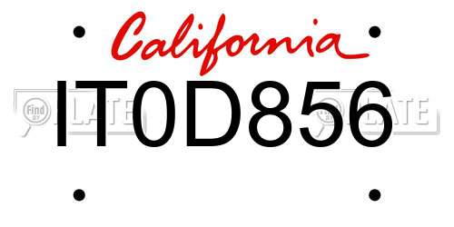 IT0D856 California License Plate