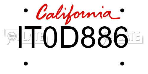 IT0D886 California License Plate