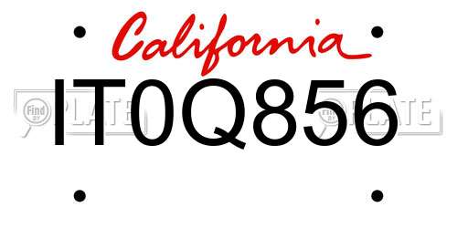 IT0Q856 California License Plate