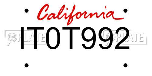 IT0T992 California License Plate