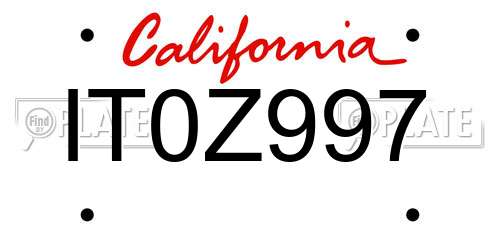 IT0Z997 California License Plate