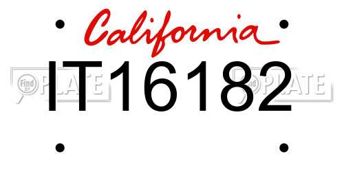 IT16182 California License Plate