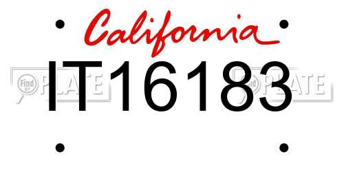 IT16183 California License Plate