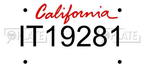 IT19281 California License Plate