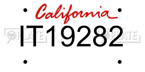 IT19282 California License Plate