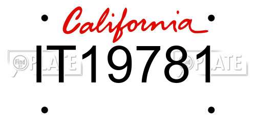 IT19781 California License Plate