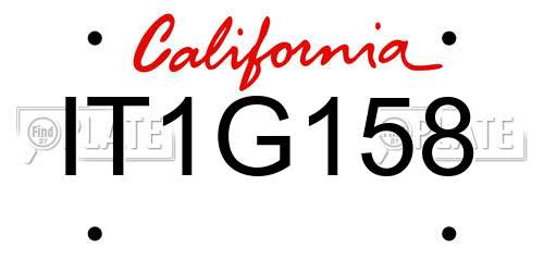 IT1G158 California License Plate
