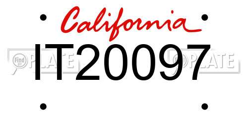 IT20097 California License Plate