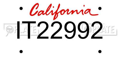 IT22992 California License Plate