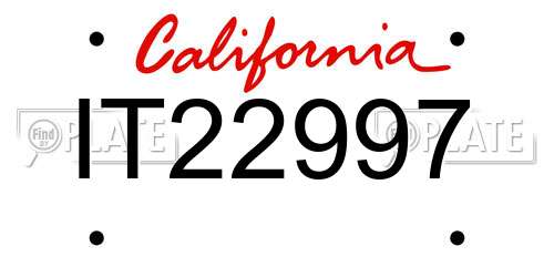 IT22997 California License Plate