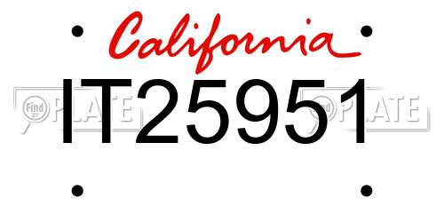 IT25951 California License Plate