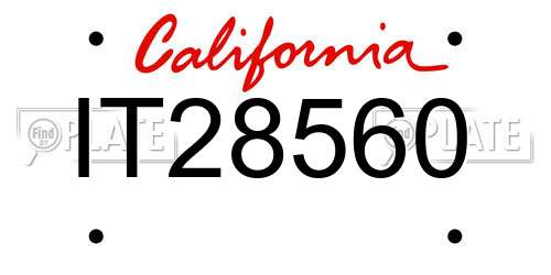 IT28560 California License Plate