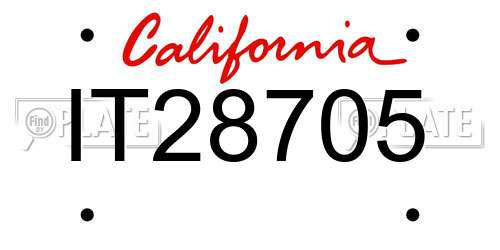 IT28705 California License Plate