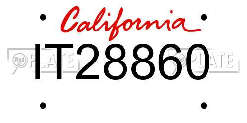 IT28860 California License Plate