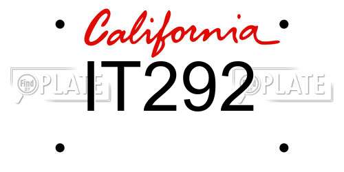 IT292 California License Plate