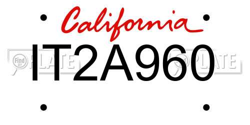 IT2A960 California License Plate