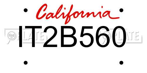 IT2B560 California License Plate
