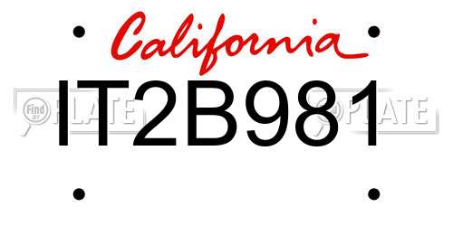 IT2B981 California License Plate