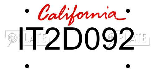 IT2D092 California License Plate