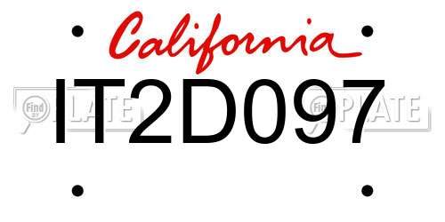 IT2D097 California License Plate