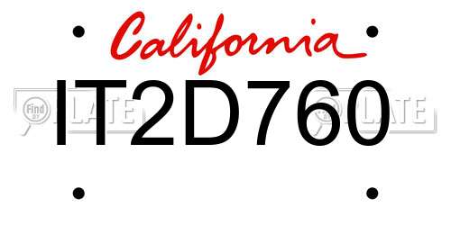 IT2D760 California License Plate