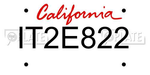 IT2E822 California License Plate