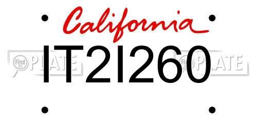 IT2I260 California License Plate