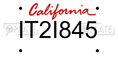 IT2I845 California License Plate