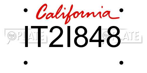 IT2I848 California License Plate