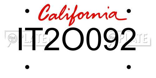 IT2O092 California License Plate