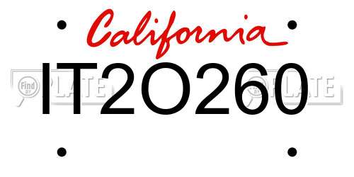 IT2O260 California License Plate