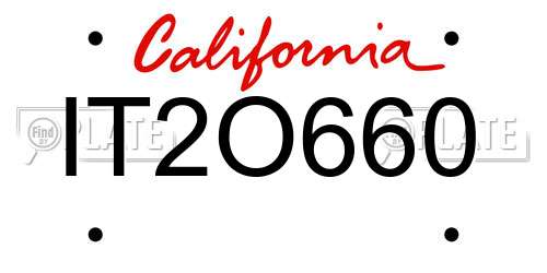 IT2O660 California License Plate