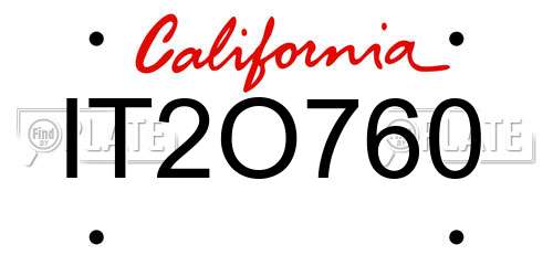 IT2O760 California License Plate