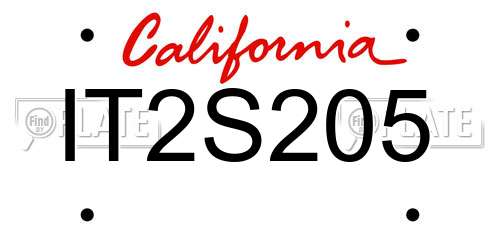 IT2S205 California License Plate