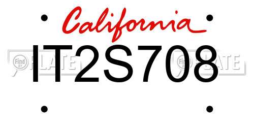 IT2S708 California License Plate