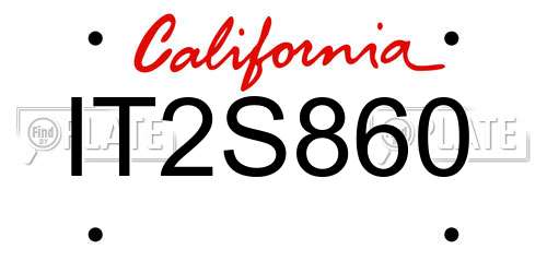 IT2S860 California License Plate