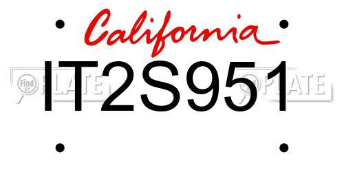 IT2S951 California License Plate