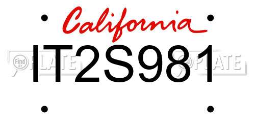 IT2S981 California License Plate