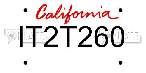 IT2T260 California License Plate