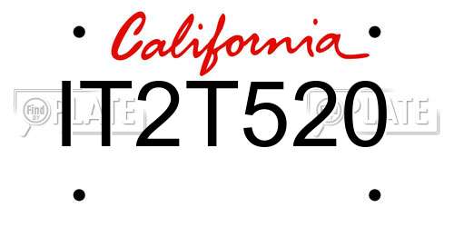 IT2T520 California License Plate