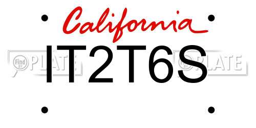 IT2T6S California License Plate