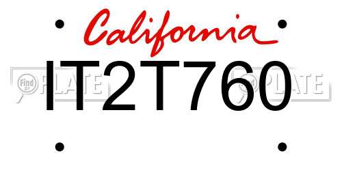 IT2T760 California License Plate