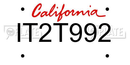 IT2T992 California License Plate