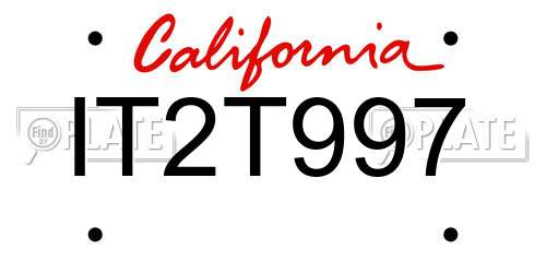 IT2T997 California License Plate